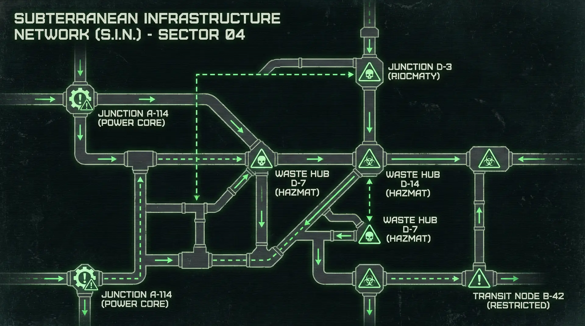 城市地下管网基础设施示意图 - 暗网 - 节点标注